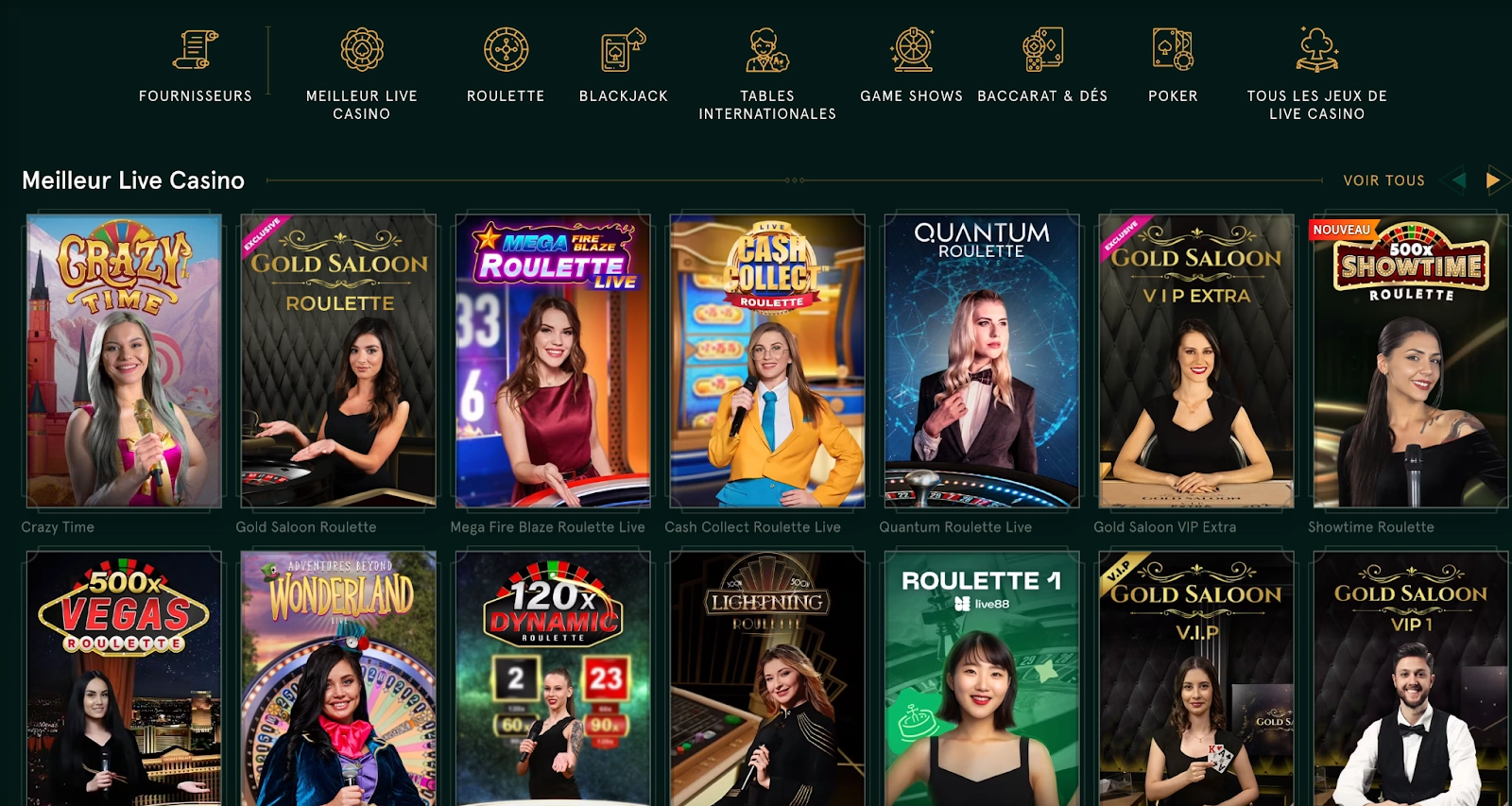 Casinia Casino – Casino live interactif Casinia Casino – Tables en direct