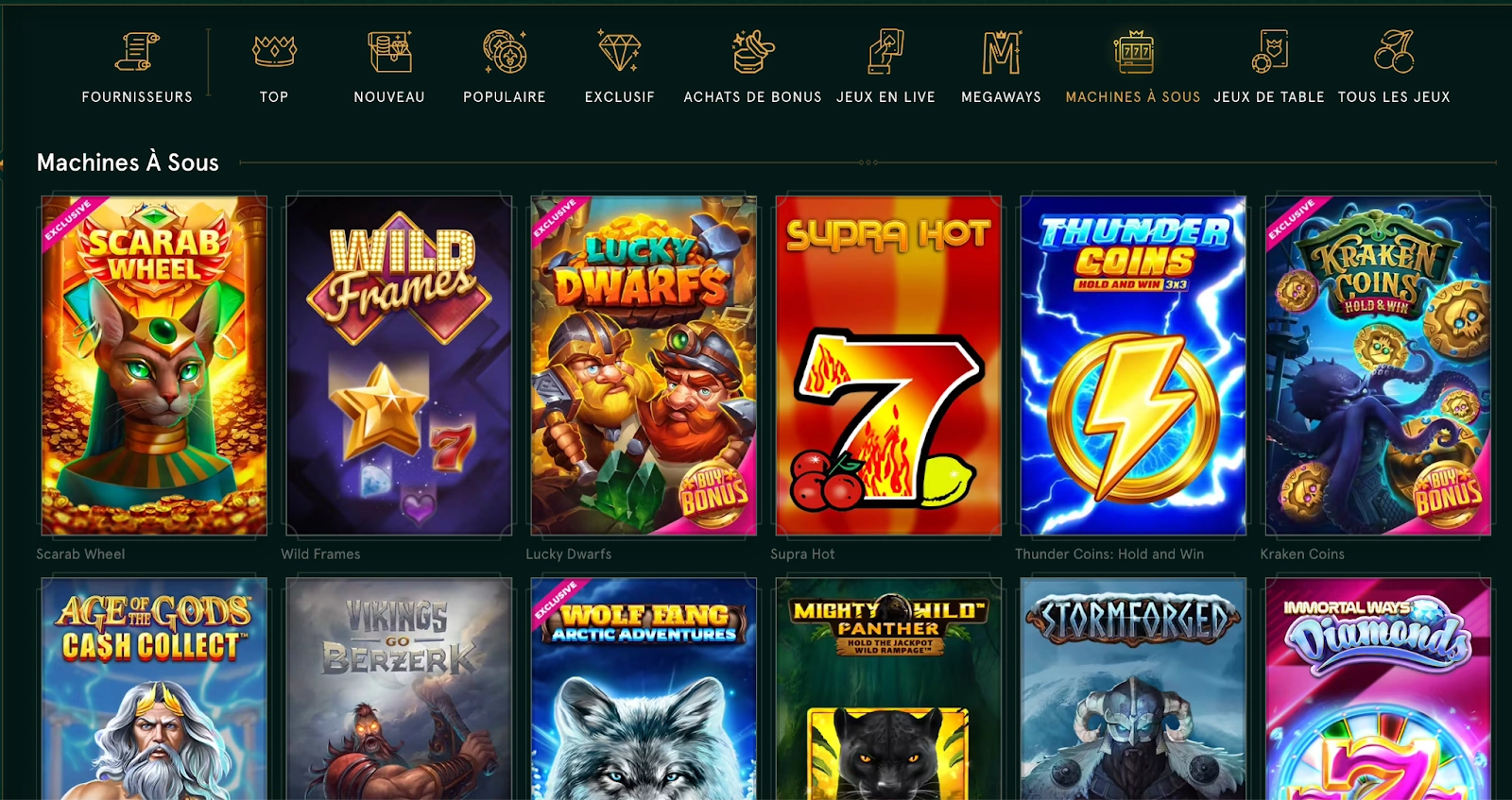 Casinia Casino – Machines à sous variées Casinia Casino – Collection de slots