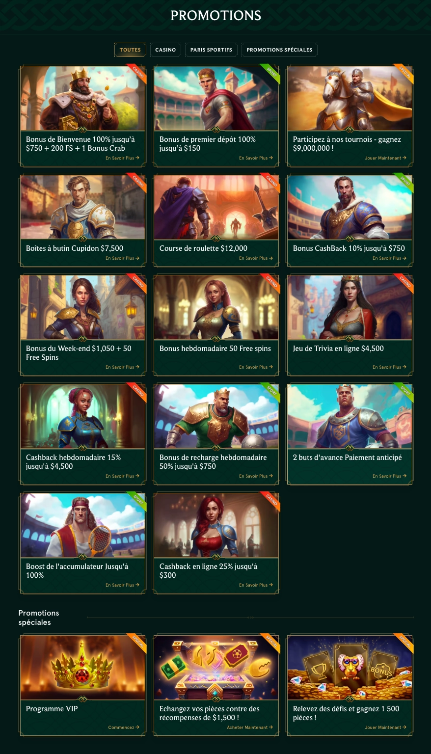 Casinia Casino – Bonus et récompenses Casinia Casino – Promotions généreuses